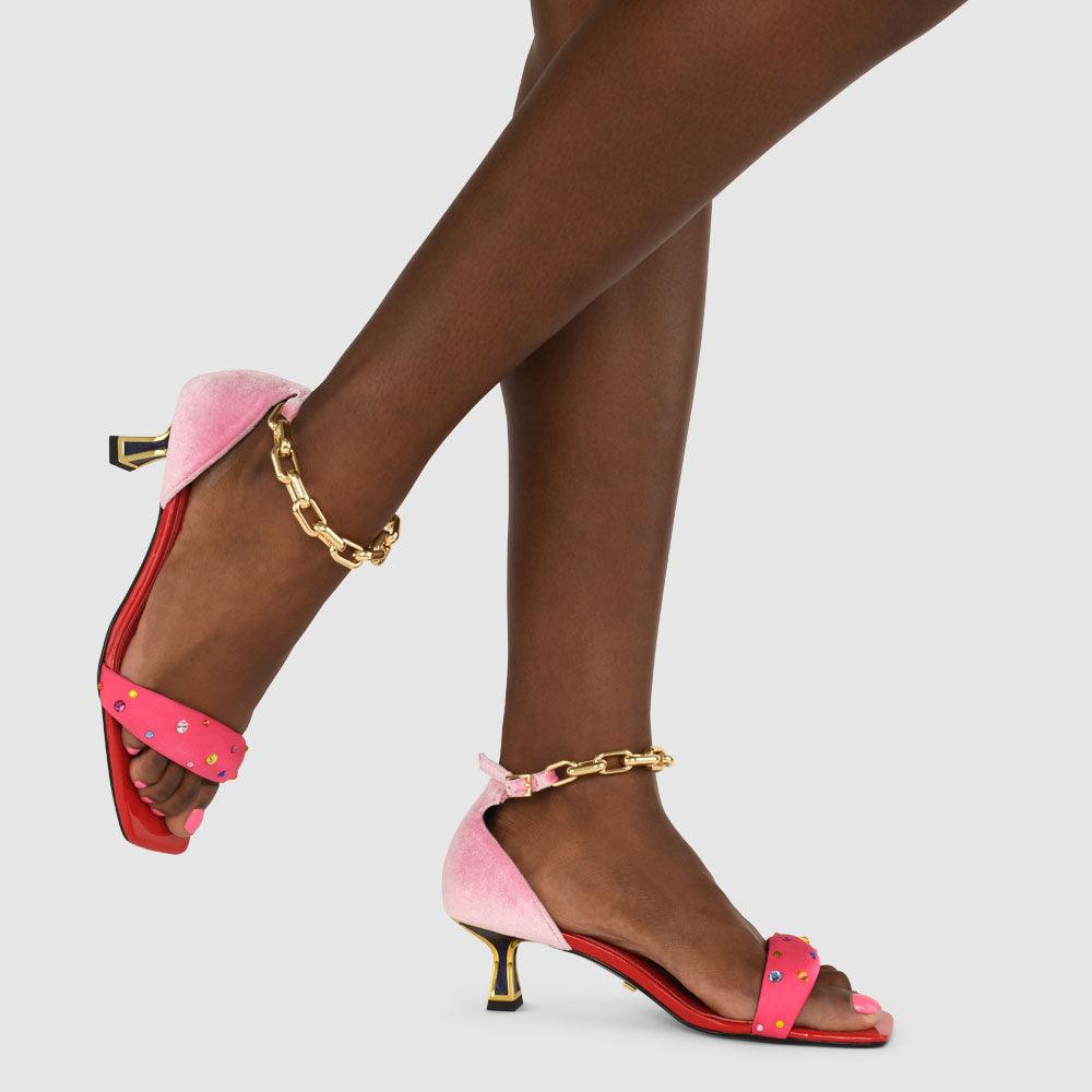 Kat Maconie Inara Sandals RS23 KITTEN HEEL Wild Rose/Multi