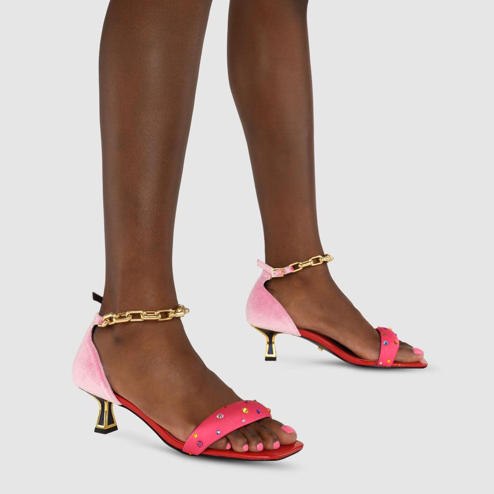 Kat Maconie Inara Sandals RS23 KITTEN HEEL Wild Rose/Multi