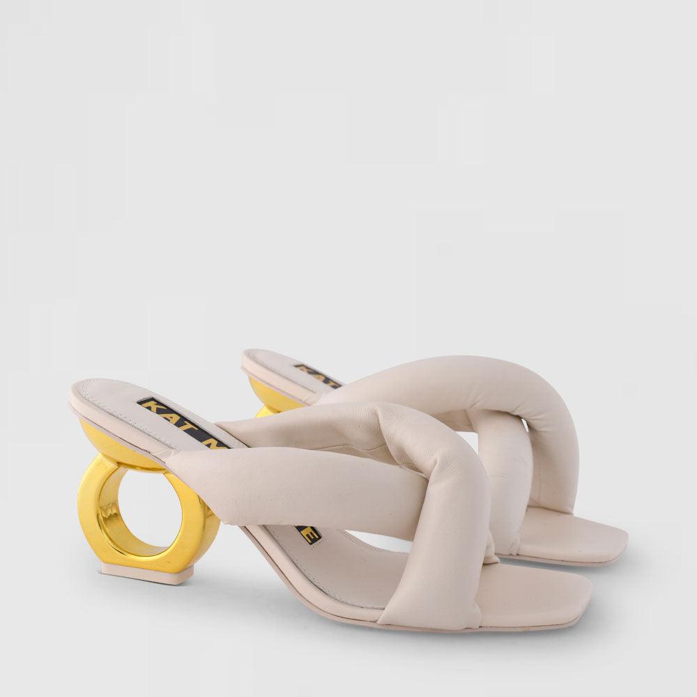 Kat Maconie Itzel Sandals SS22 Chain Heel Sandals Blanc