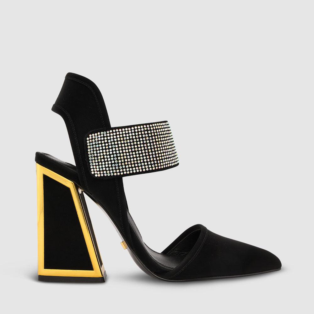 kat maconie Izzy Pumps AW23 KICKER HEEL SANDALS Black/AB