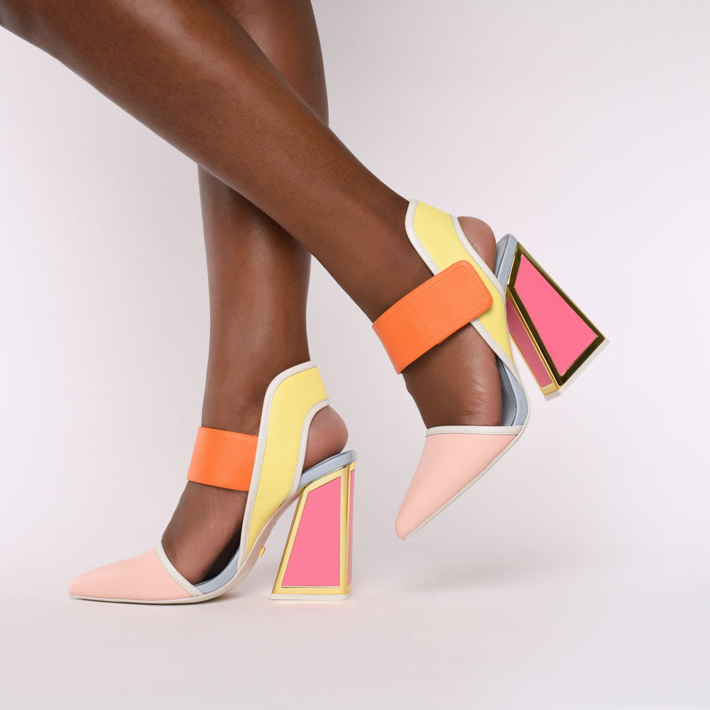 Kat Maconie Izzy Pumps SS22 Kicker Heel Sandal Ice/Multi