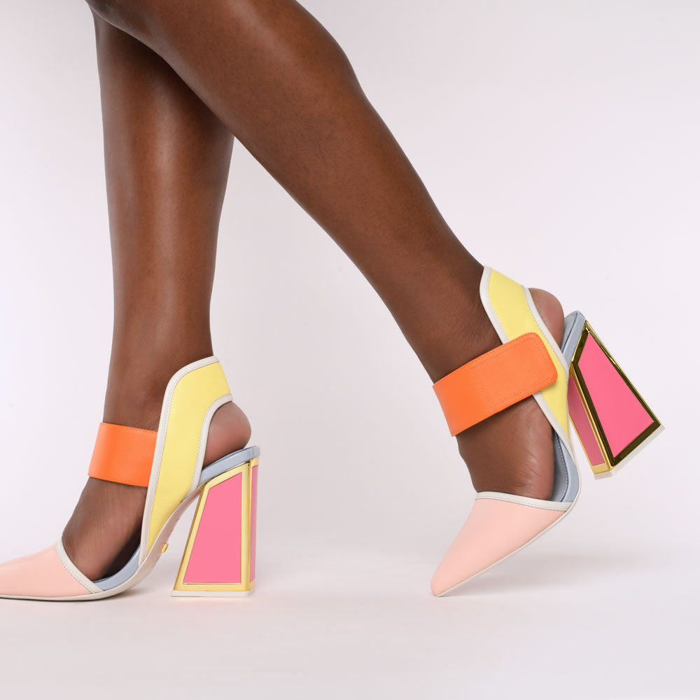 Kat Maconie Izzy Pumps SS22 Kicker Heel Sandal Ice/Multi