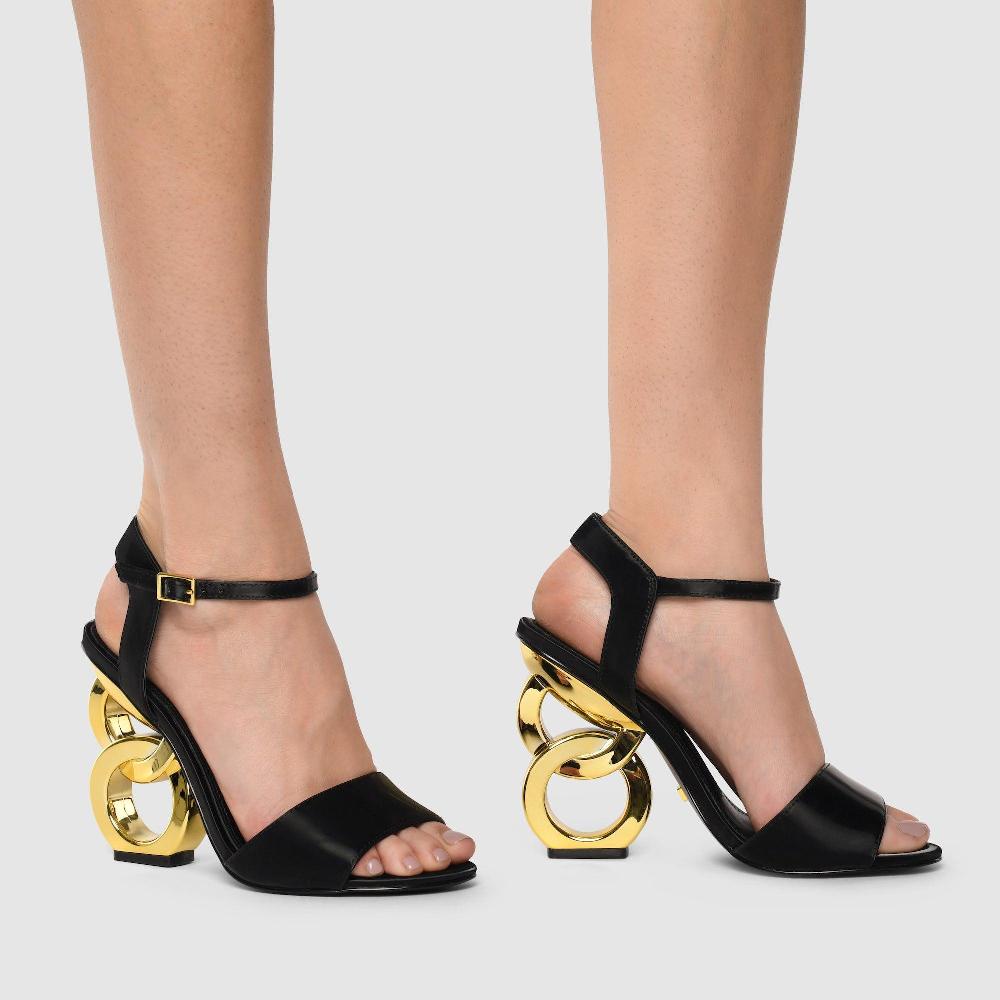 Kat Maconie Jade Sandals RS23 DOUBLE CHAIN HEEL Black/Gold