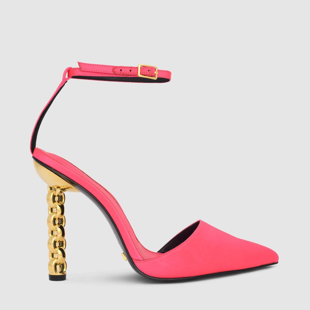 kat maconie Jojo Pumps AW22 CHILETTO Highlighter Pink