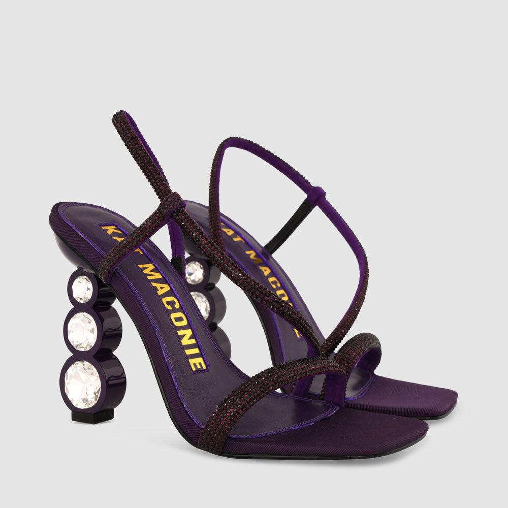 Kat Maconie Kabita Sandals AW23 GEM STACK HEEL Blackcurrant