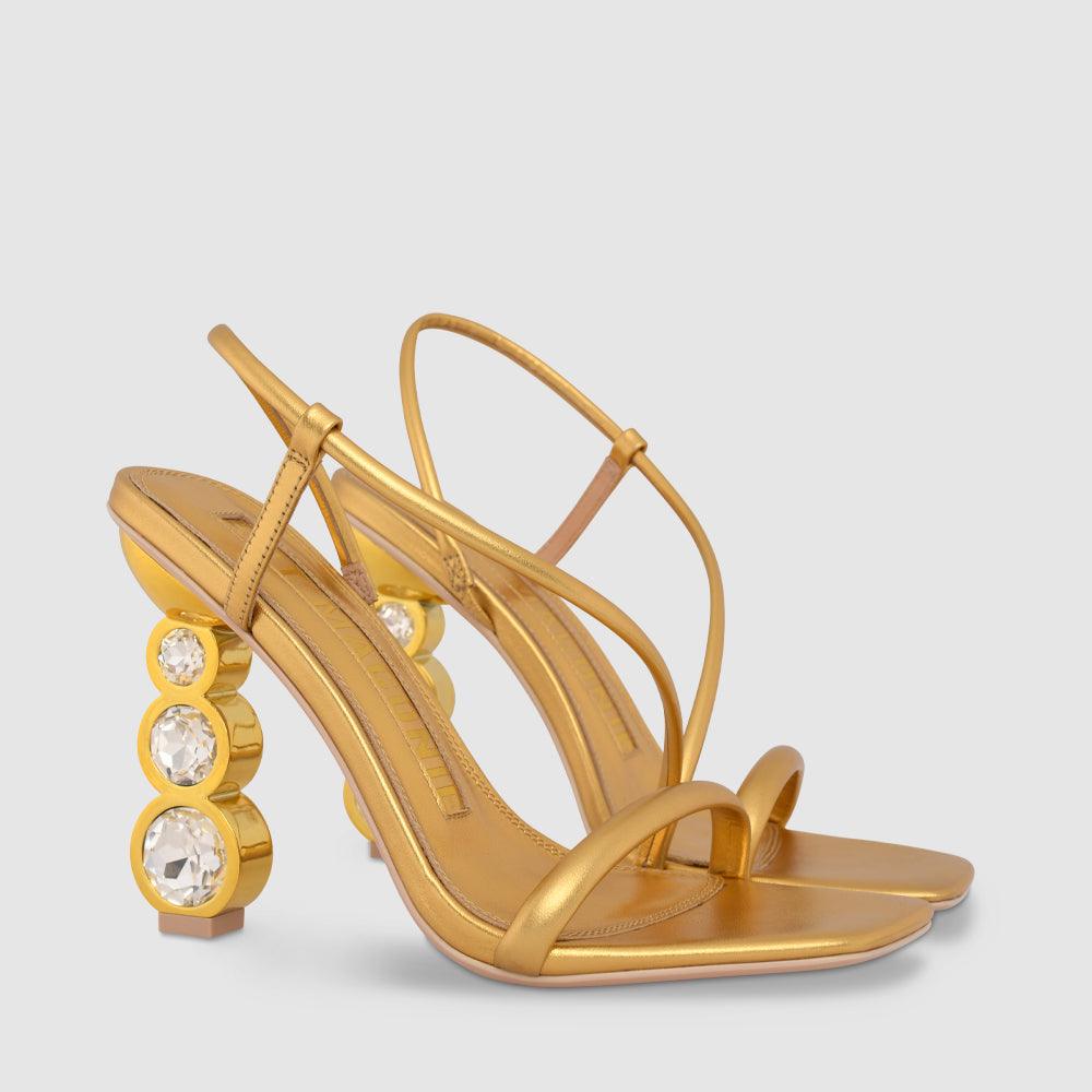 Kat Maconie Kabita Sandals RS24 GEM STACK HEEL SANDAL Gold