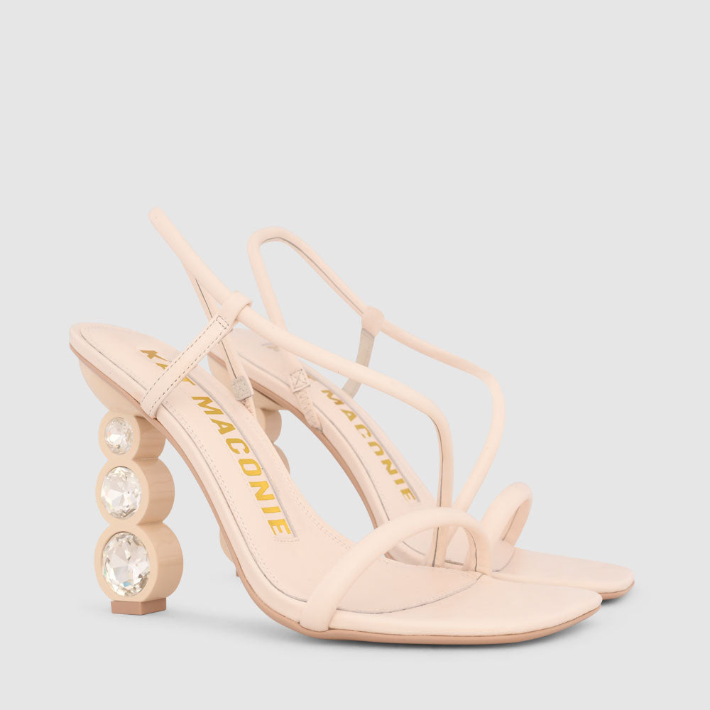 Kat Maconie Kabita Sandals SS24 GEM STACK HEEL Coconut Cream/Silver