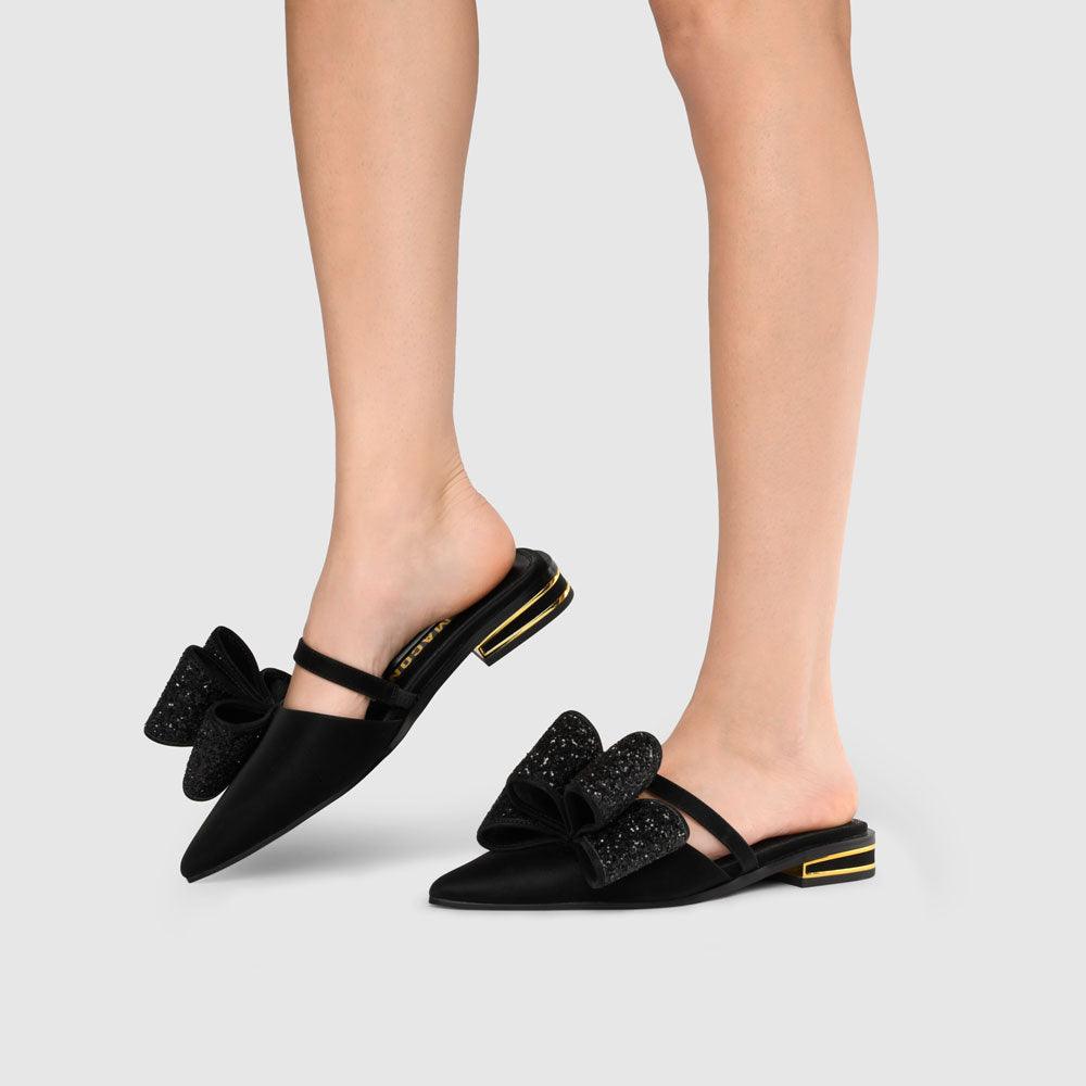 Kat Maconie Angie Flats AW23 FLATS Black Glitter