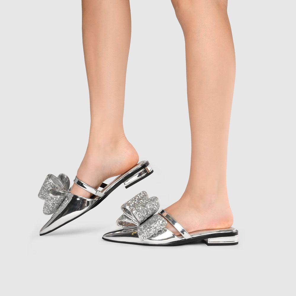 Kat Maconie Angie Flats AW23 FLATS Silver Glitter