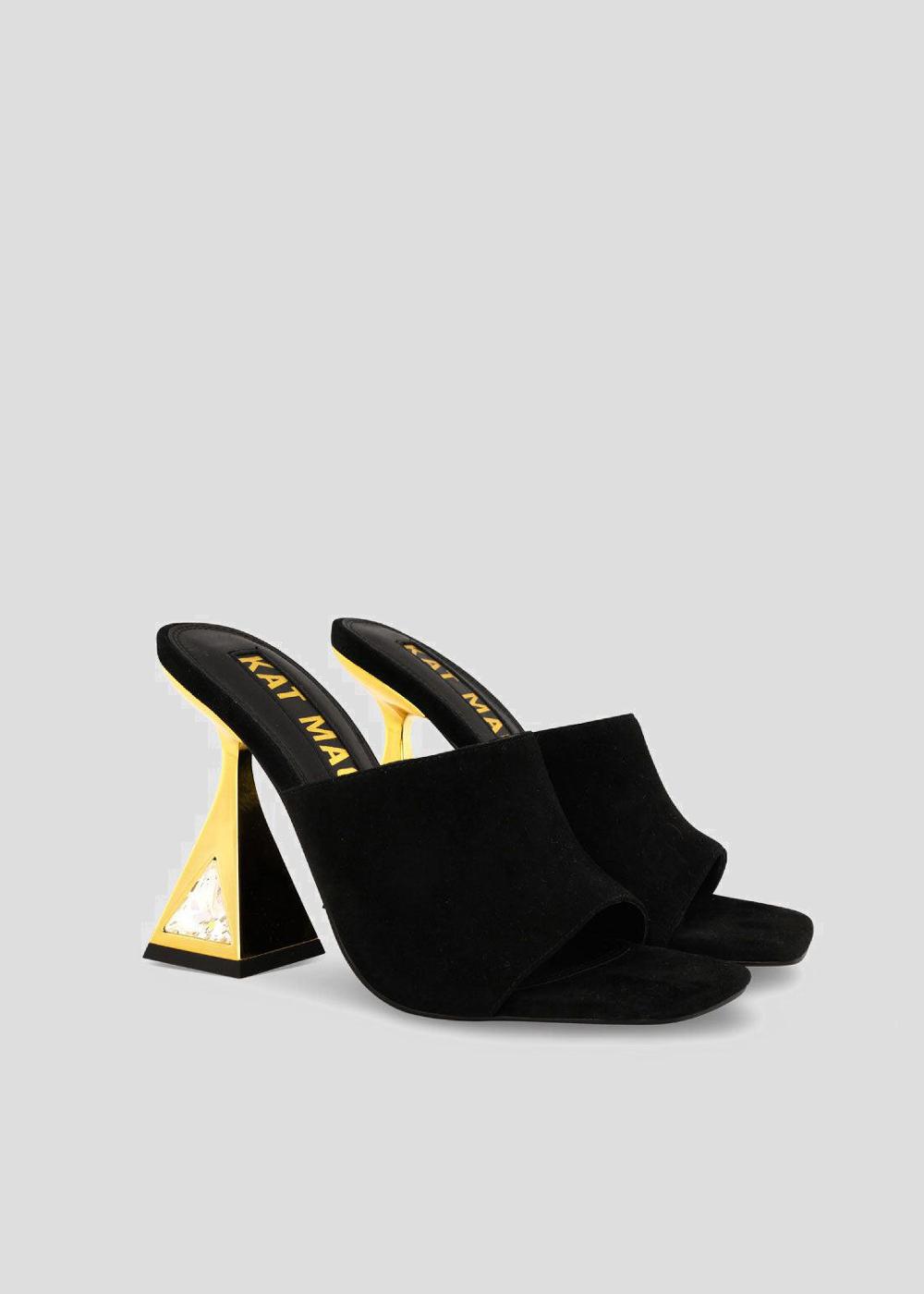 Kat Maconie Aria Mules AW23 MARTINI HEEL Black
