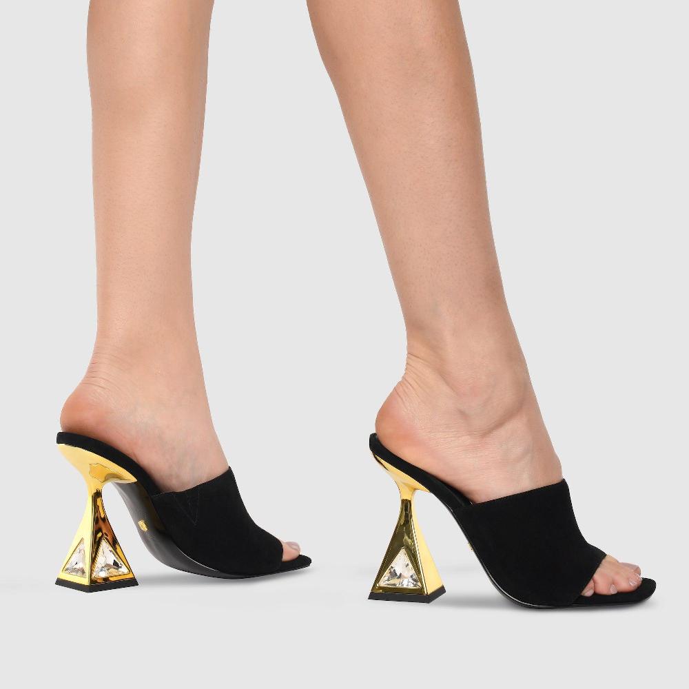 Kat Maconie Aria Mules AW23 MARTINI HEEL Black