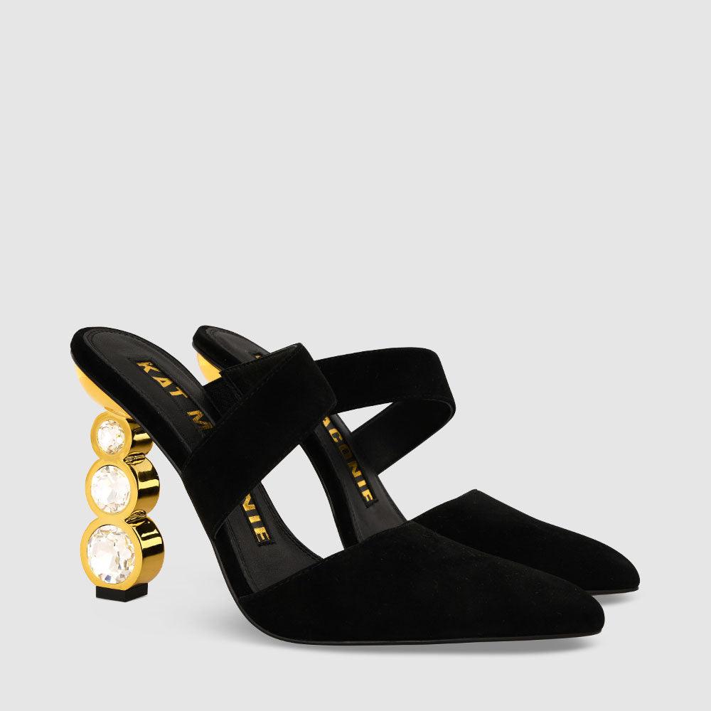 Kat Maconie Janni Pumps AW23 GEM STACK HEEL Black