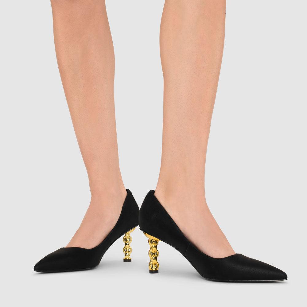 Kat Maconie Rei Pumps RS23 MID CHILETTO Black /Gold