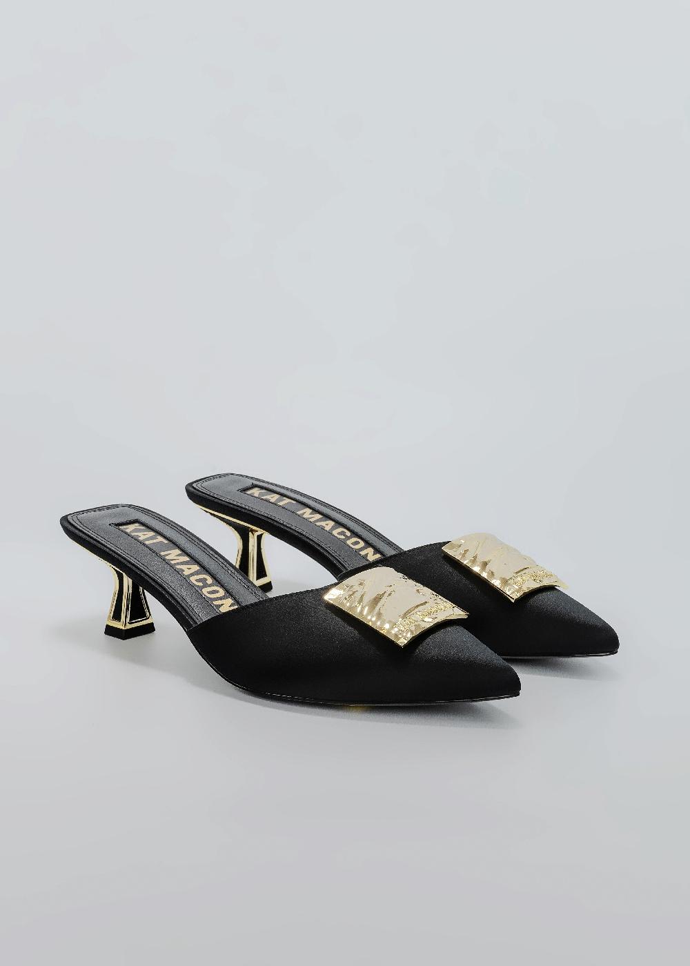 Kat Maconie Rosemin Mules SS25 KITTEN HEEL Black