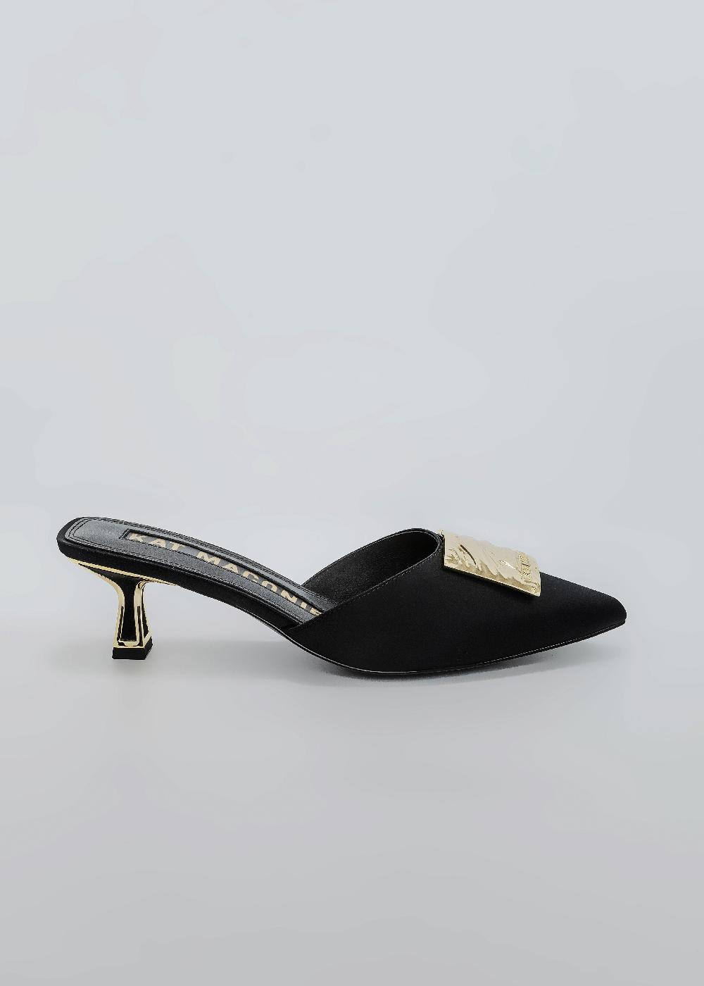 kat maconie Rosemin Mules SS25 KITTEN HEEL Black