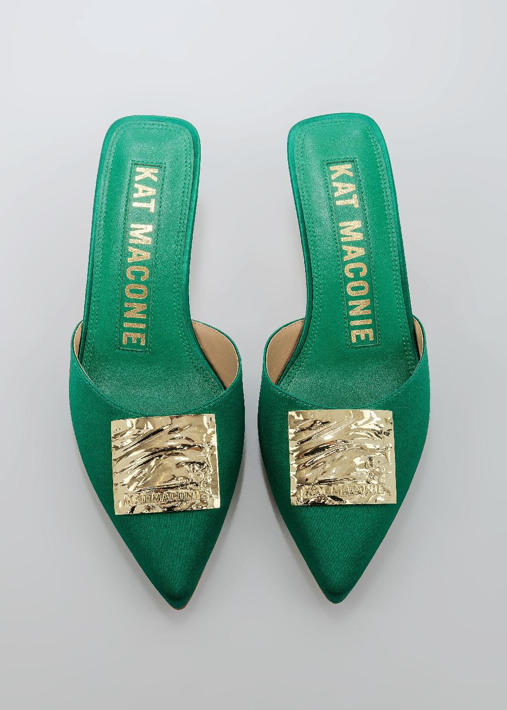 Kat Maconie Rosemin Mules SS25 KITTEN HEEL Emerald