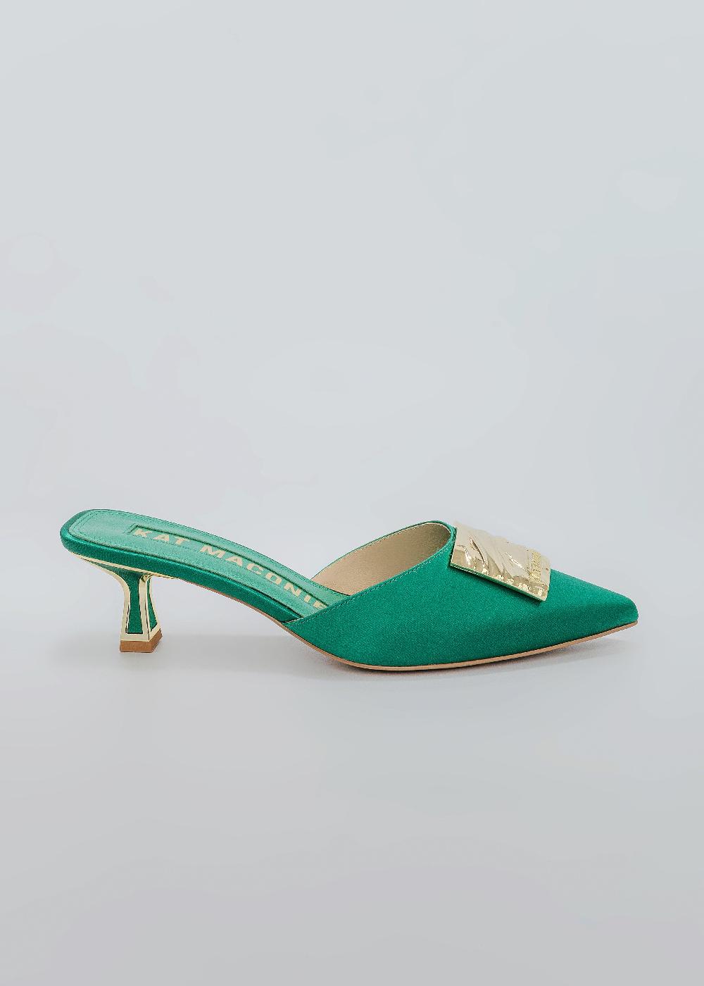 kat maconie Rosemin Mules SS25 KITTEN HEEL Emerald