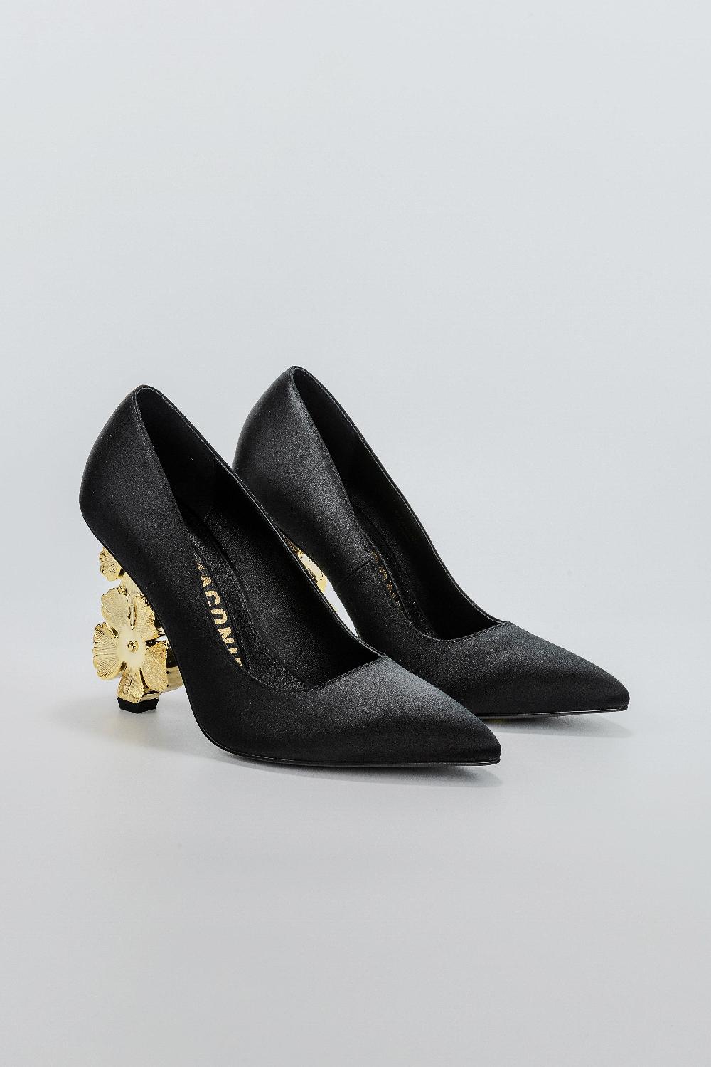 Kat Maconie Sonam Pumps SS25 SCULPTURAL HEEL Black