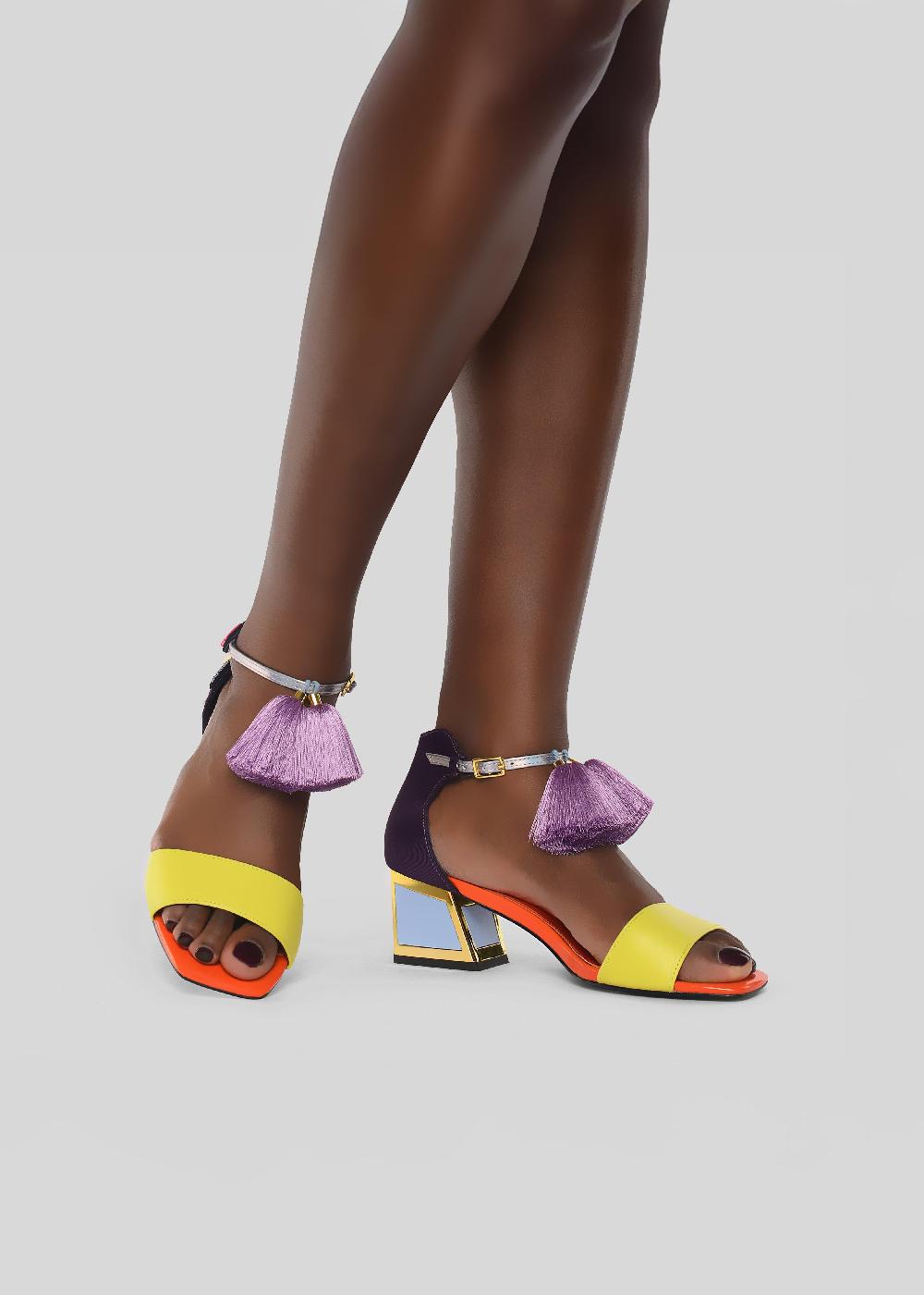 Kat Maconie Kay Sandals AW23 MID KICKER HEEL SANDALS Blackcurrant