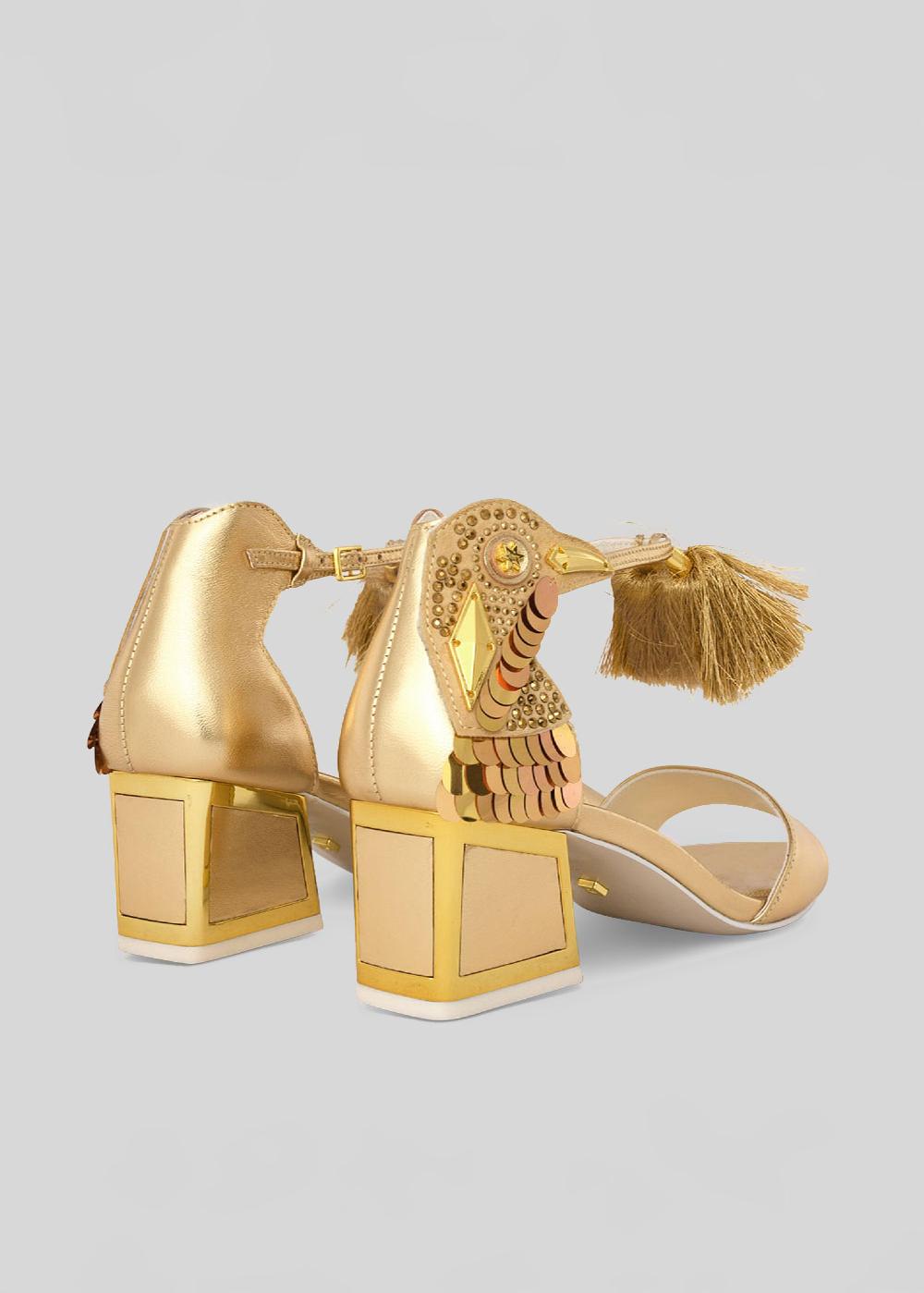 Kat Maconie Kay Sandals AW23 MID KICKER HEEL SANDALS Gold