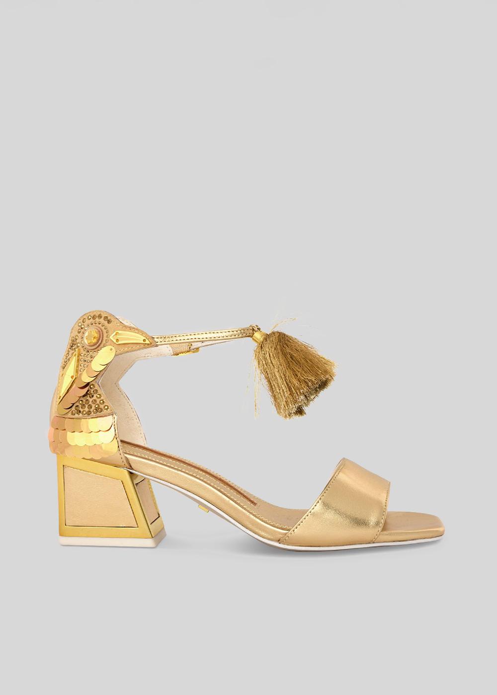 kat maconie Kay Sandals AW23 MID KICKER HEEL SANDALS Gold