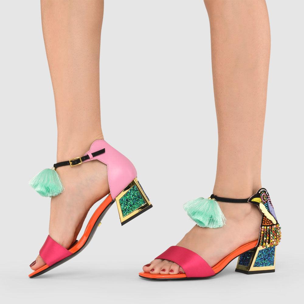 Kat Maconie Kay Sandals RS23 MID KICKER HEEL Verdi Green/Multi