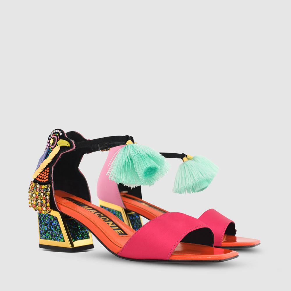 Kat Maconie Kay Sandals RS23 MID KICKER HEEL Verdi Green/Multi