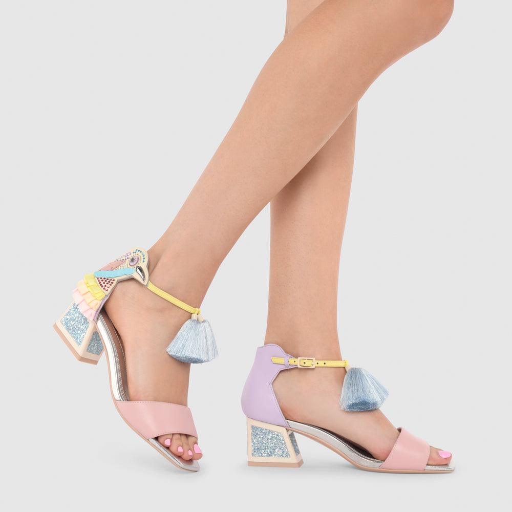 Kat Maconie Kay Sandals RS24 MID KICKER HEEL SANDAL Frosted Blue/Citrine