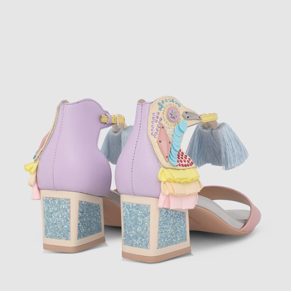 Kat Maconie Kay Sandals RS24 MID KICKER HEEL SANDAL Frosted Blue/Citrine