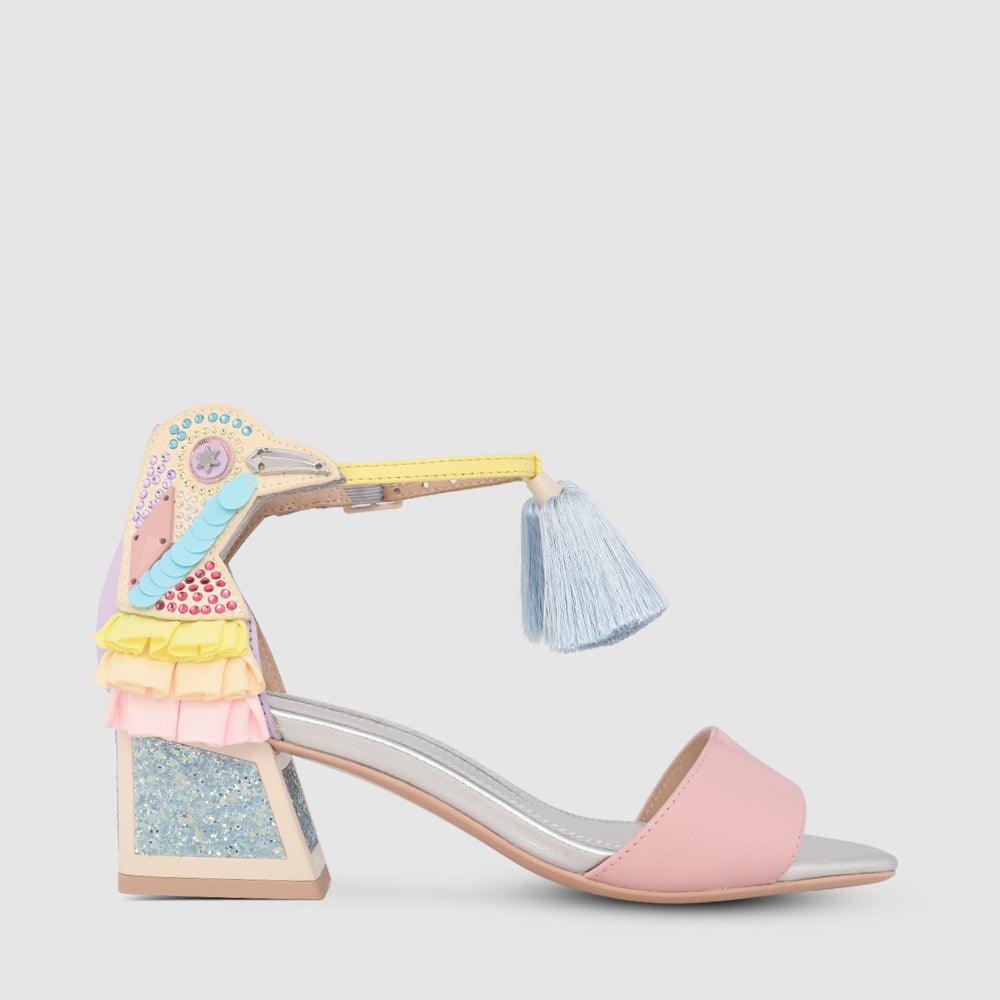 kat maconie Kay Sandals RS24 MID KICKER HEEL SANDAL Frosted Blue/Citrine