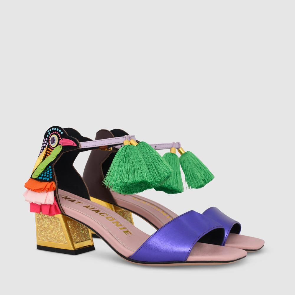 Kat Maconie Kay Sandals RS24 MID KICKER HEEL SANDAL Raw Cacao/Techno Plum