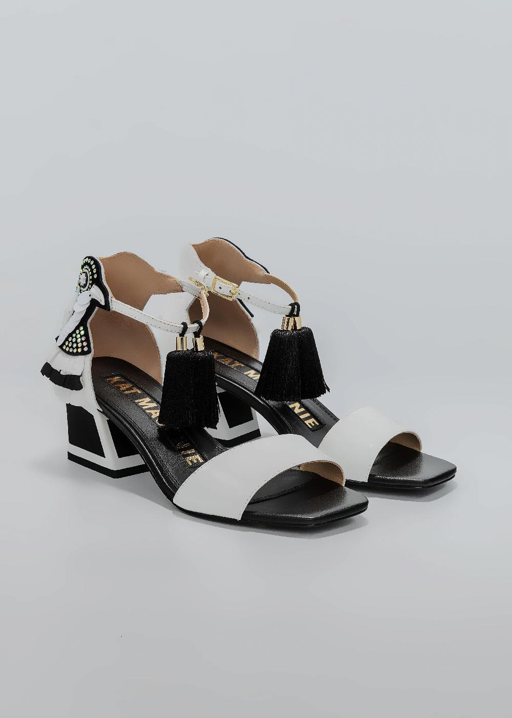 Kat Maconie Kay Sandals SS25 LOW BLOCK HEEL Monochrome