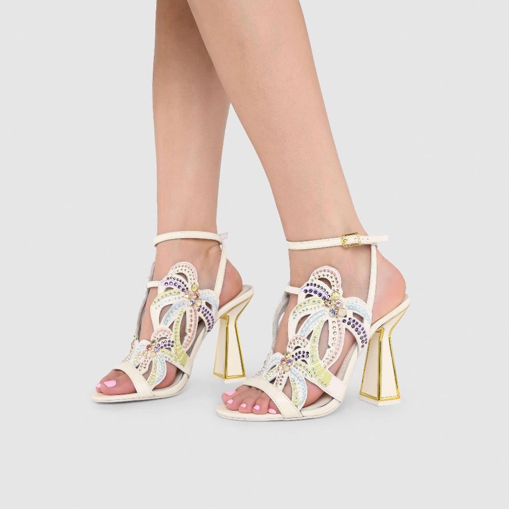 Kat Maconie Kiawa Sandals SS23 HOURGLASS HEEL SANDALS Coconut Cream