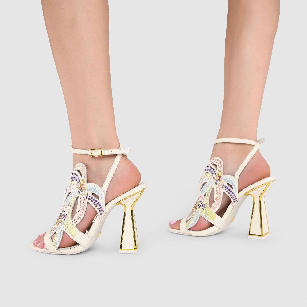Kat Maconie Kiawa Sandals SS23 HOURGLASS HEEL SANDALS Coconut Cream
