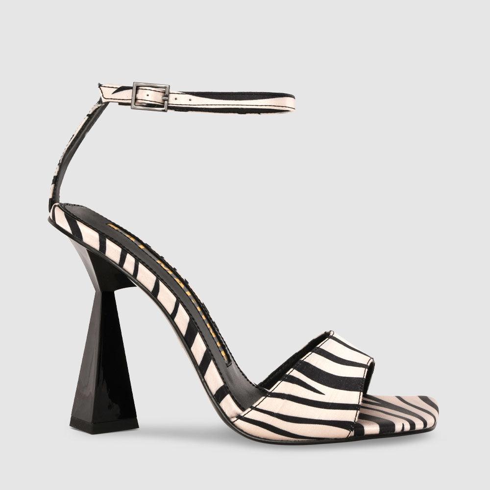 kat maconie Kriti Sandals AW23 SHARD HEEL SANDAL Almond Zebra
