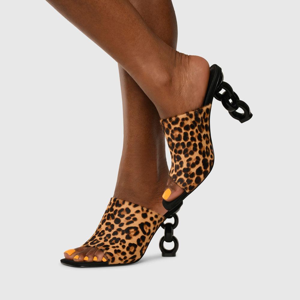 Kat Maconie Kylie Sandals AW22 MULTI CHAIN HEEL SANDAL Leopard