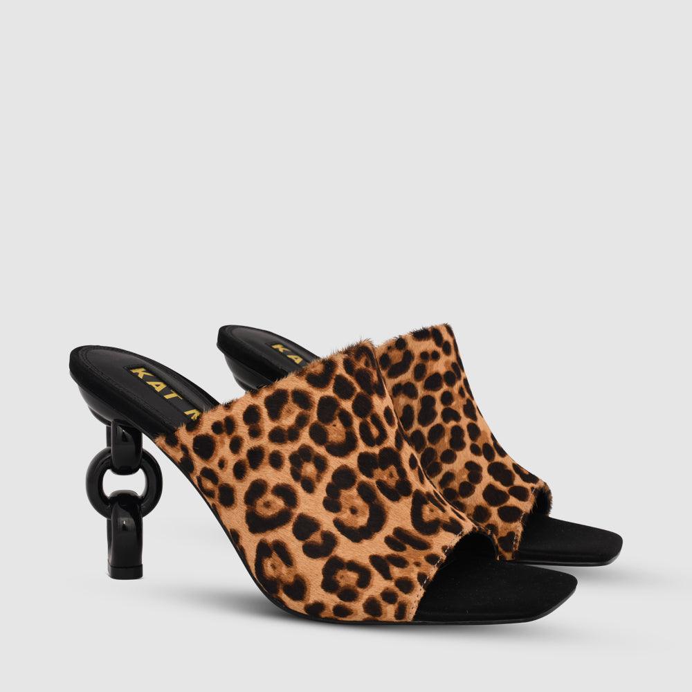Kat Maconie Kylie Sandals AW22 MULTI CHAIN HEEL SANDAL Leopard