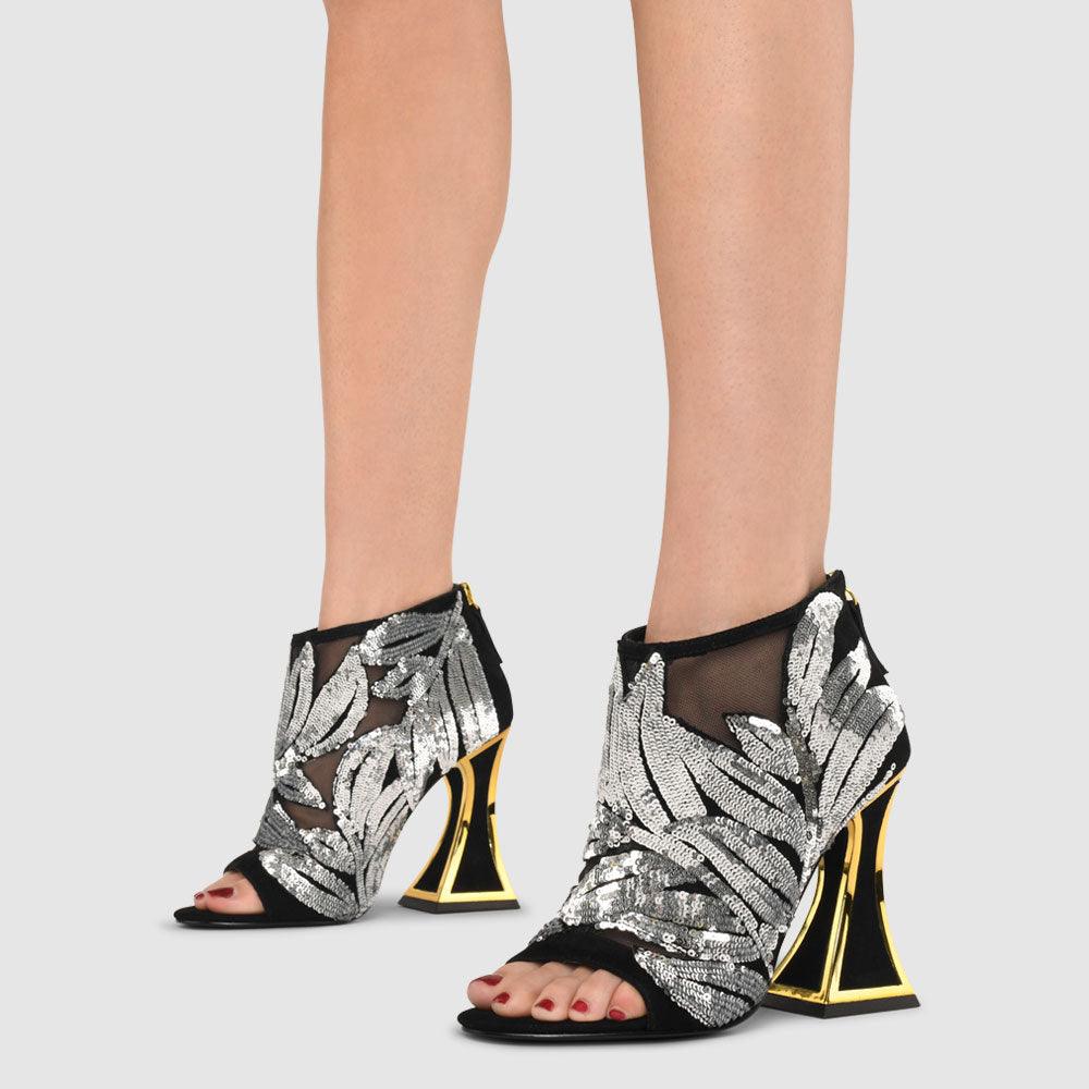 Kat Maconie Leora Sandals RS23 FLARED FRAME HEEL Black/Silver