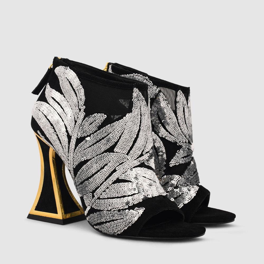 Kat Maconie Leora Sandals RS23 FLARED FRAME HEEL Black/Silver