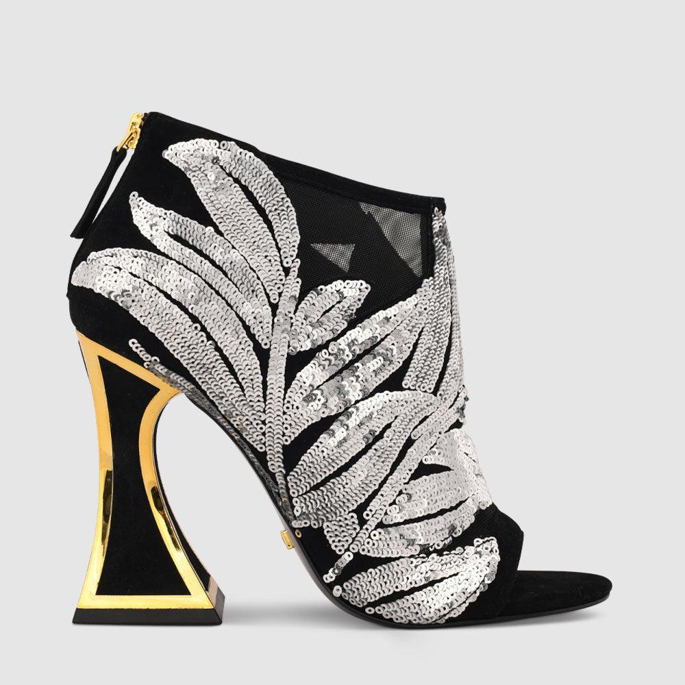 kat maconie Leora Sandals RS23 FLARED FRAME HEEL Black/Silver
