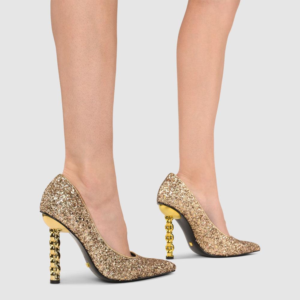Kat Maconie Lydia Pumps RS23 STILETTO CHAIN HEEL Gold