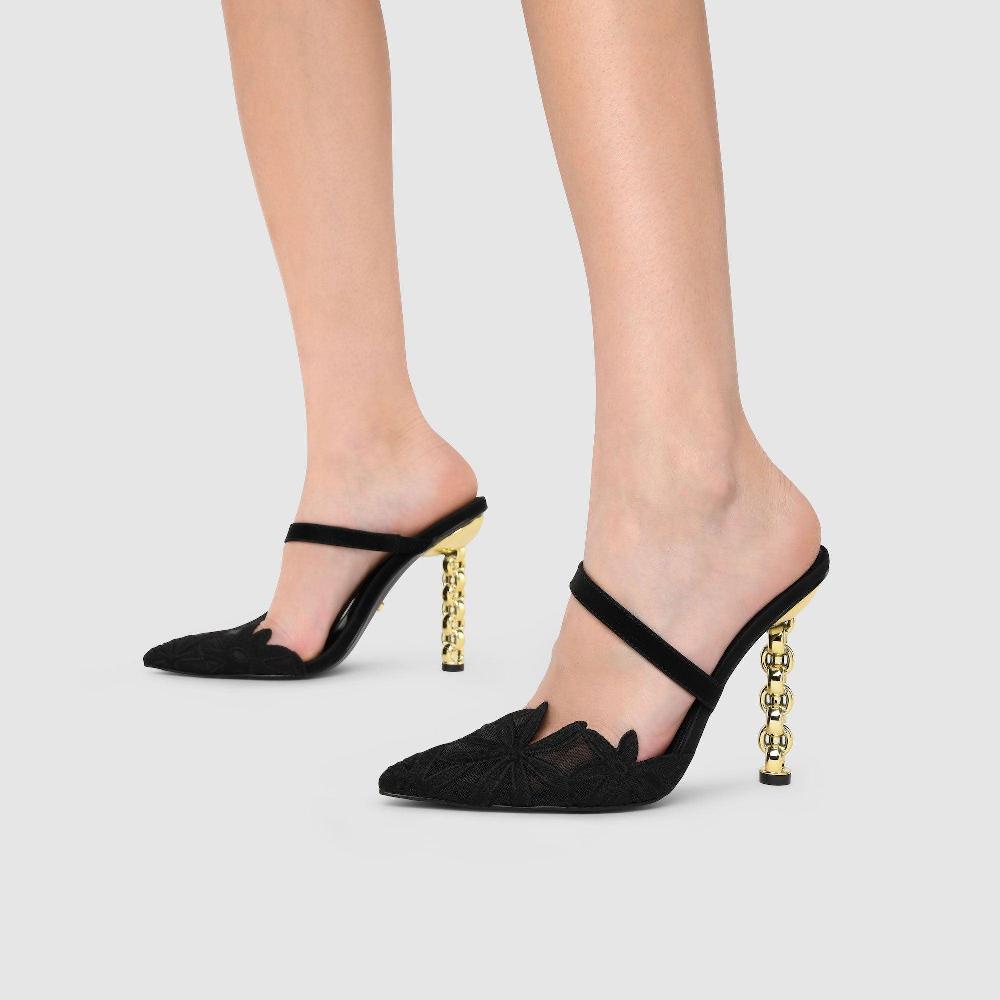 Kat Maconie Maddy Pumps PF23 STILETTO CHAIN HEEL Black