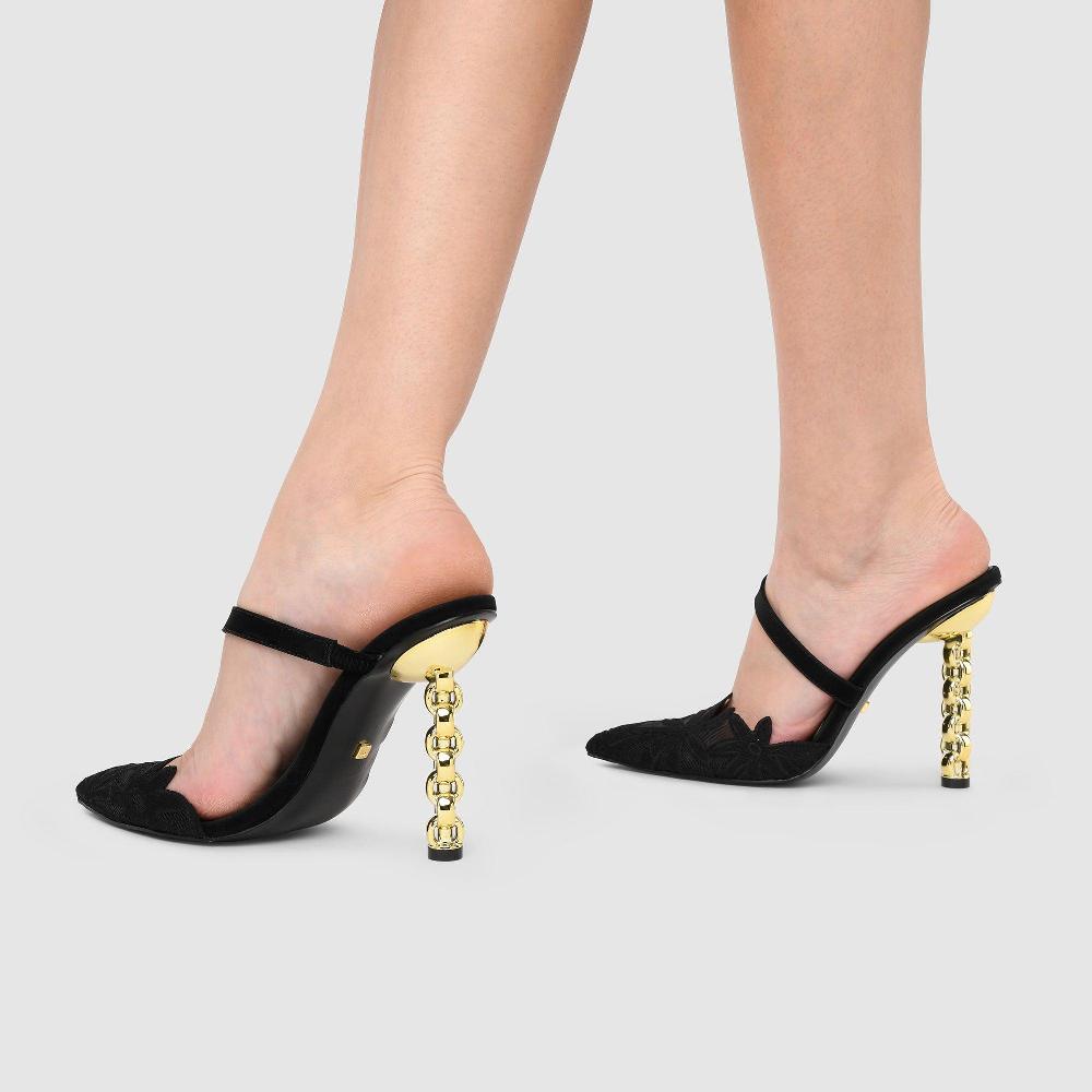 Kat Maconie Maddy Pumps PF23 STILETTO CHAIN HEEL Black