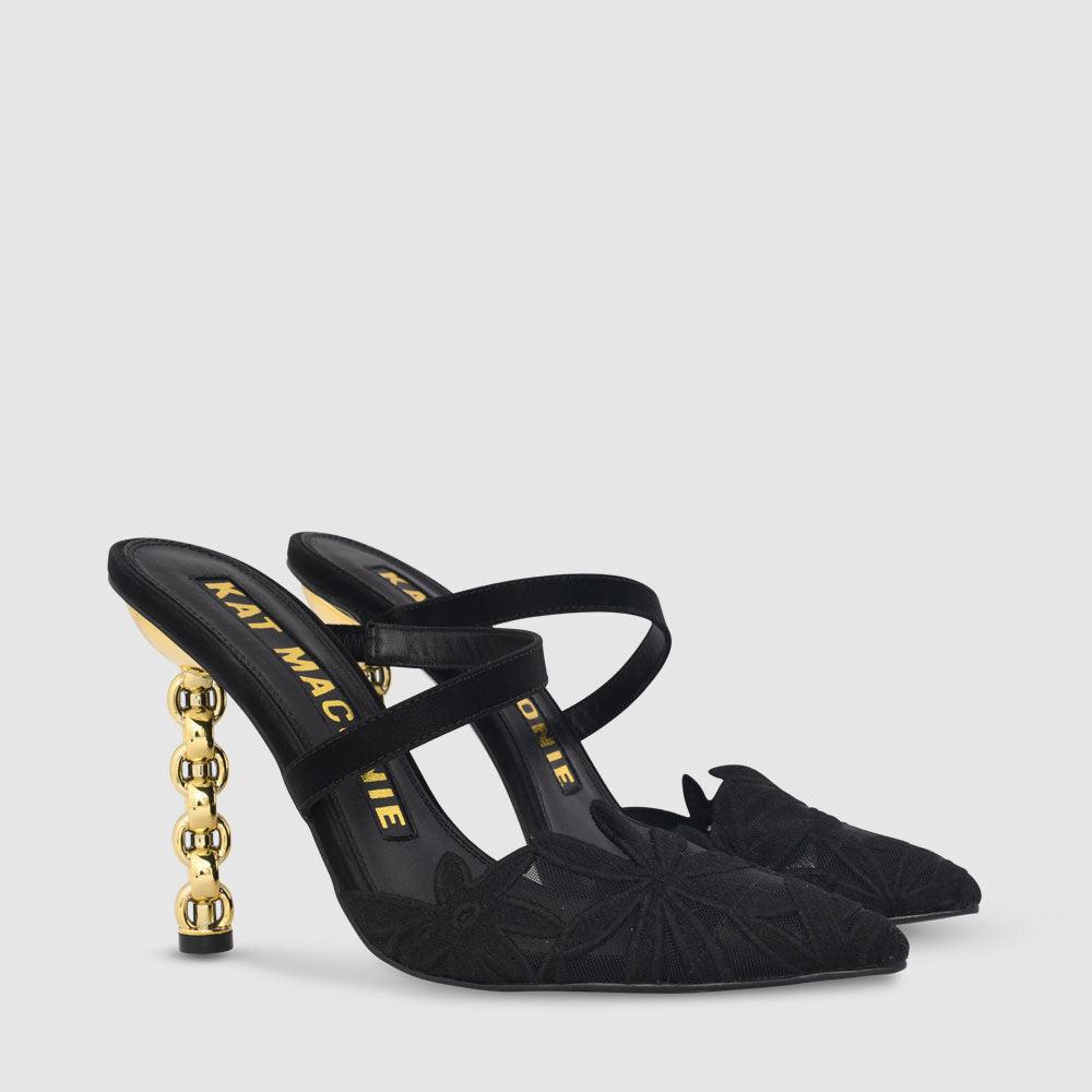 Kat Maconie Maddy Pumps PF23 STILETTO CHAIN HEEL Black