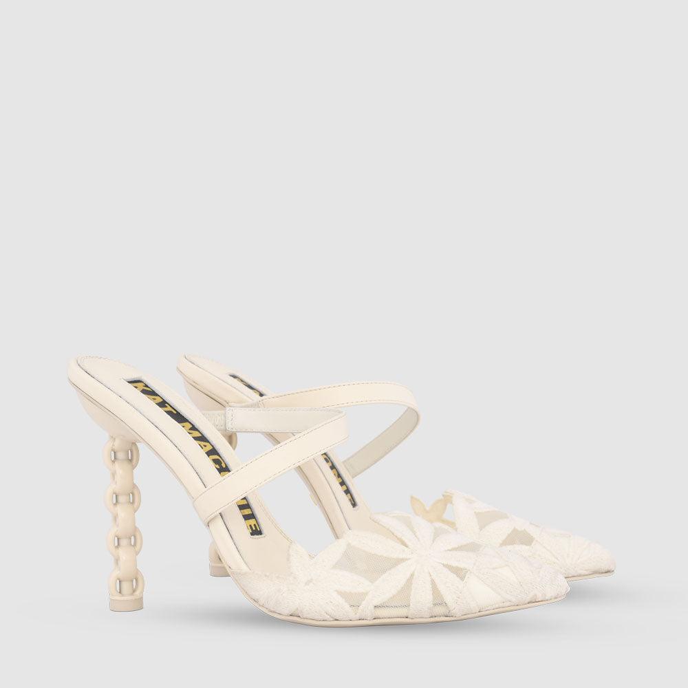 Kat Maconie Maddy Pumps PF23 STILETTO CHAIN HEEL Coconut Cream