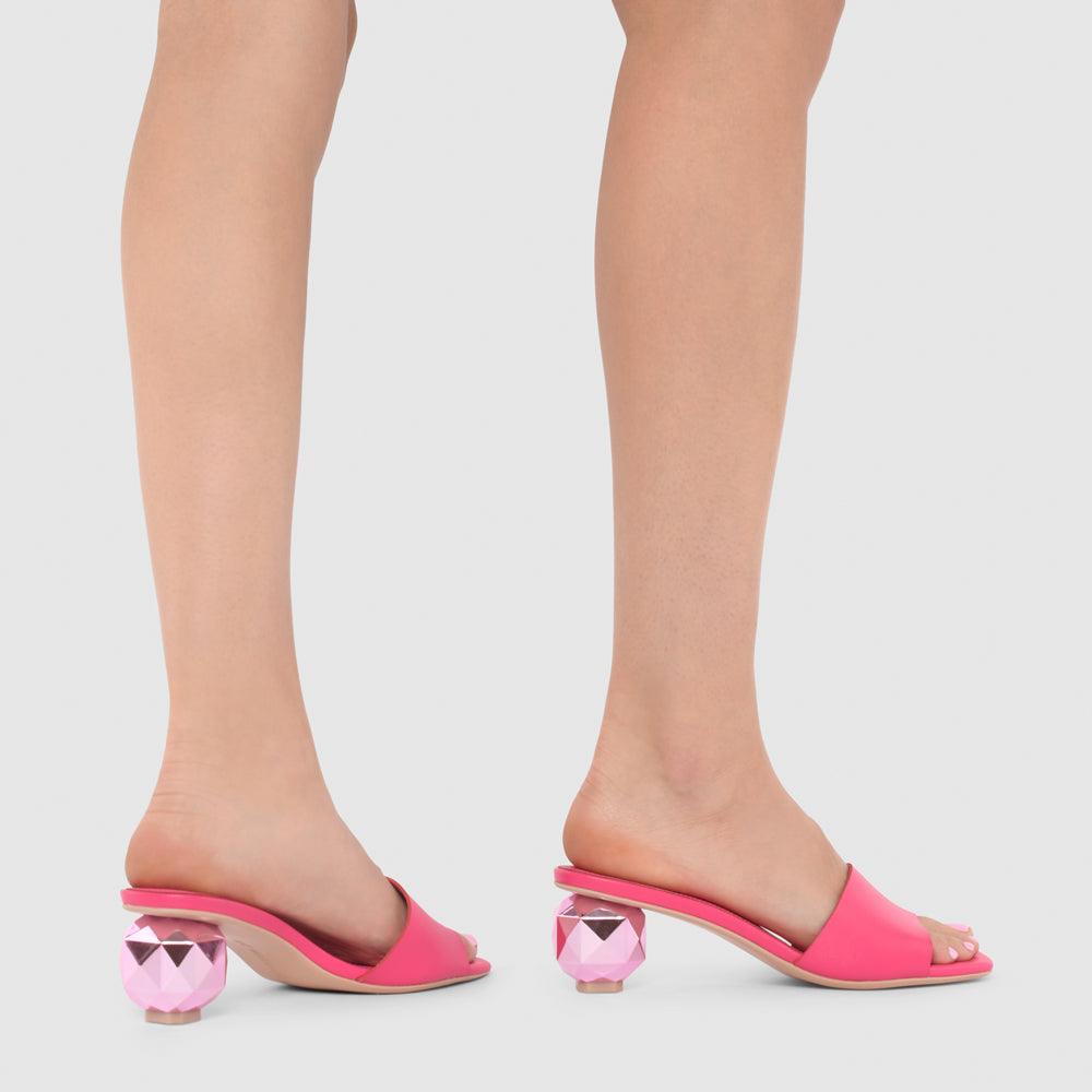 Kat Maconie Maryam Sandals RS24 GEM HEEL SANDAL Fuchsia