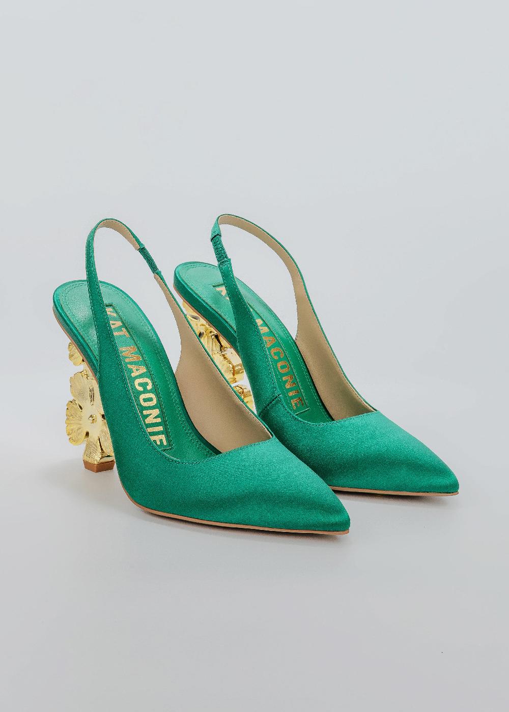 Kat Maconie Mona Pumps SS25 SCULPTURAL HEEL Emerald