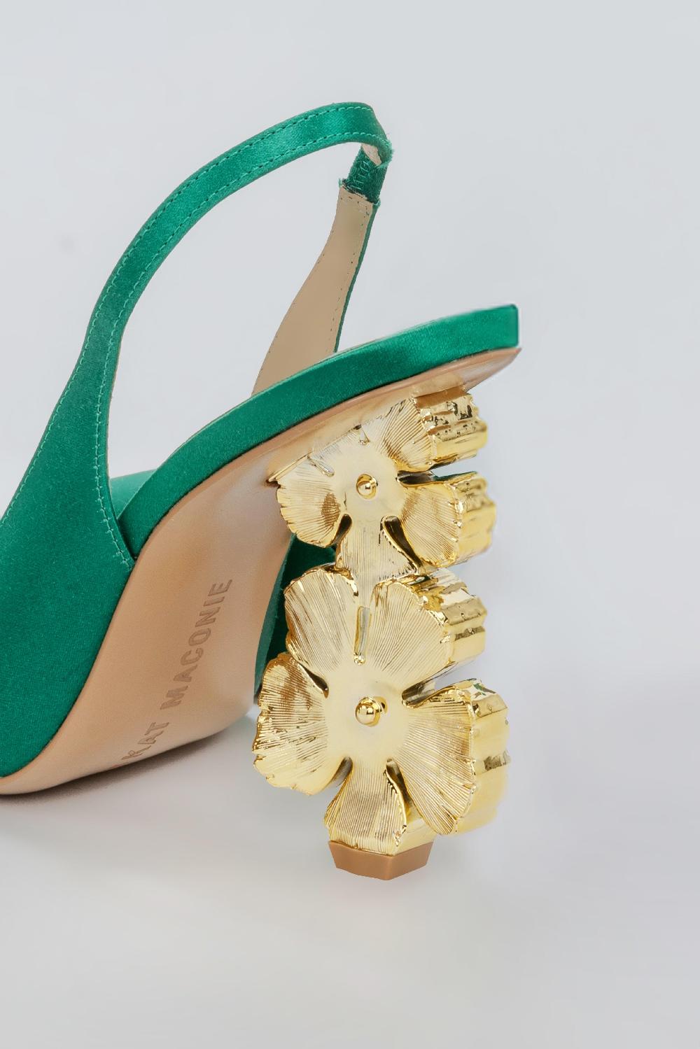 Kat Maconie Mona Pumps SS25 SCULPTURAL HEEL Emerald