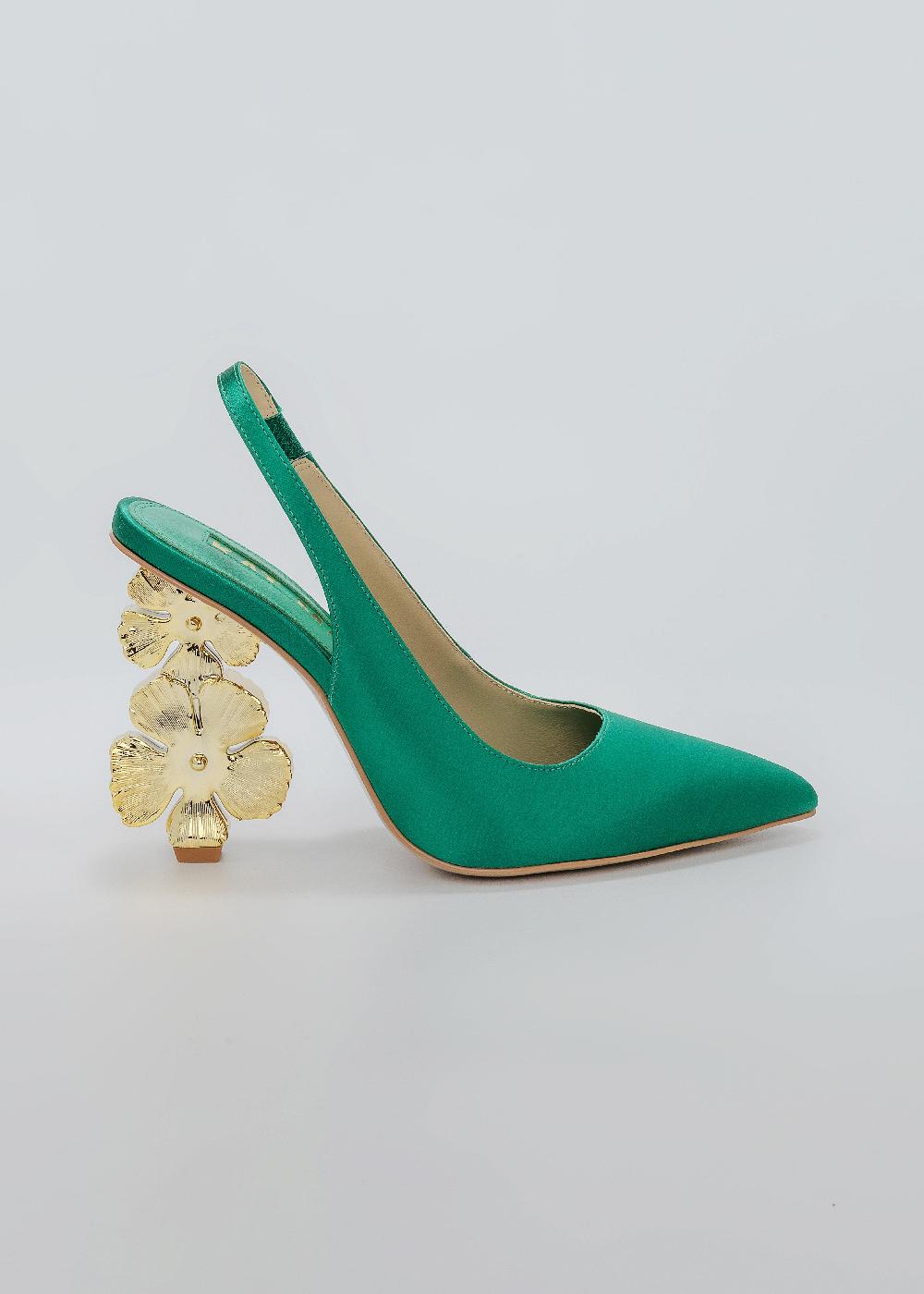 kat maconie Mona Pumps SS25 SCULPTURAL HEEL Emerald
