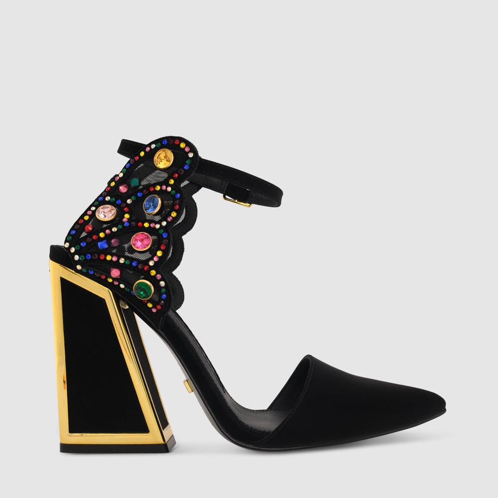 kat maconie Naira Sandals RS23 KICKER FRAME HEEL Black/Multi
